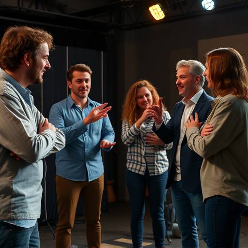 A group of actors participating in an improv game