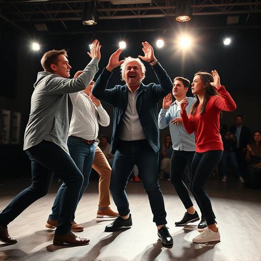 Actors engaging in an improv game, showcasing spontaneity and creativity